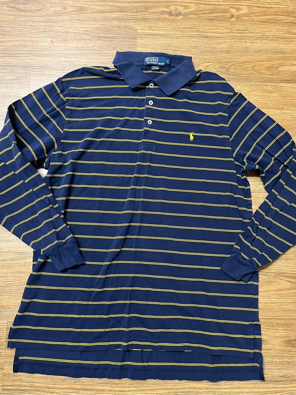 Polo Ralph Lauren Vintage 100% Pima Cotton Striped Long Sleeve Polo Large